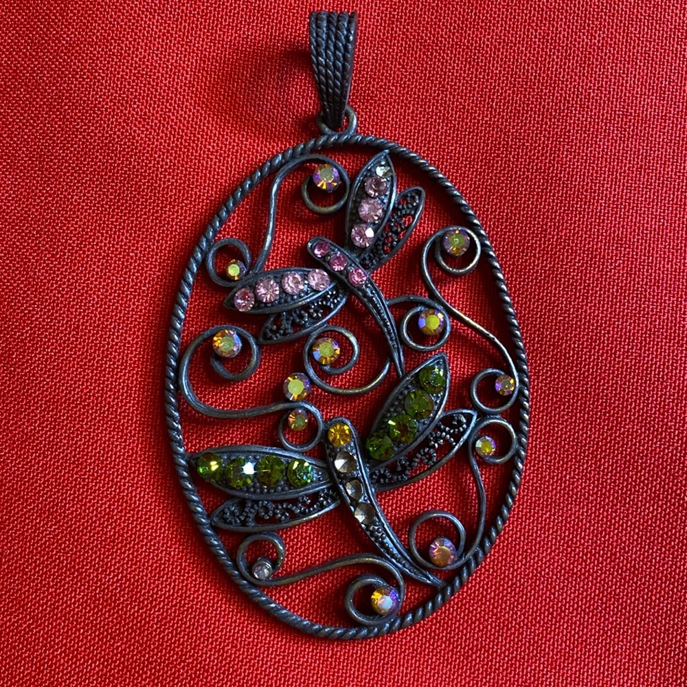 Vintage Dragonfly Pink Stone Pendant